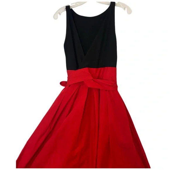 Lauren Ralph Lauren Runway Taffeta Ball Gown Dress Red Black With Pockets Size 6 - Picture 6 of 9